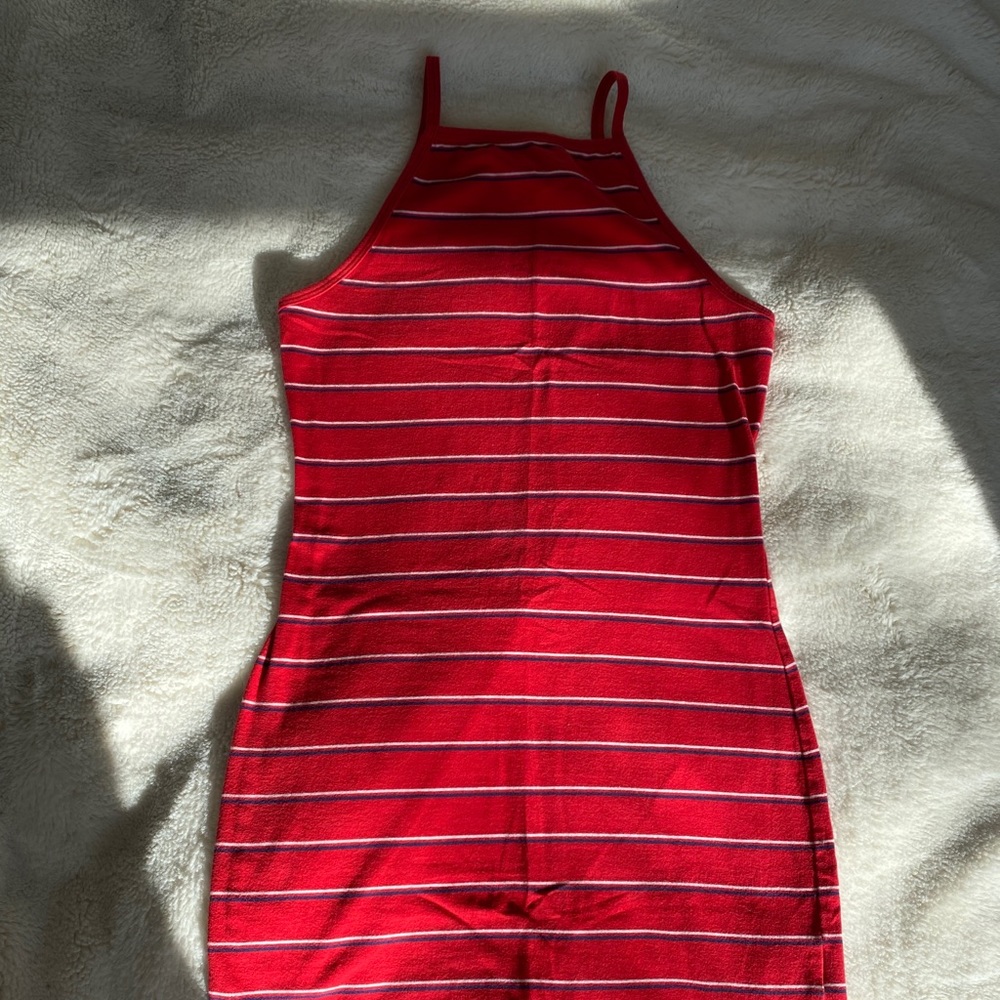 Red striped bodycon dress